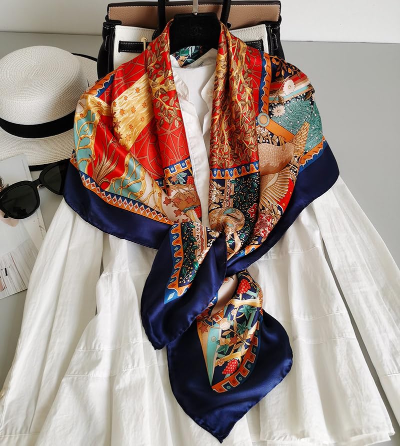 PALAY Satin Scarf for Women Square Silk Feeling Head Scarf Shawl Waps Comfy Polyester Hair Wrapping Scarves for Women Girls - 43.5¡Á43.5 In (Tree of Life Prints) PALAY Satin Scarf for Women Square Silk Feeling Head Scarf Shawl Waps Comfy Polyester Hair Wrapping Scarves for Women Girls - 43.5¡Á43.5 In (Tree of Life Prints)